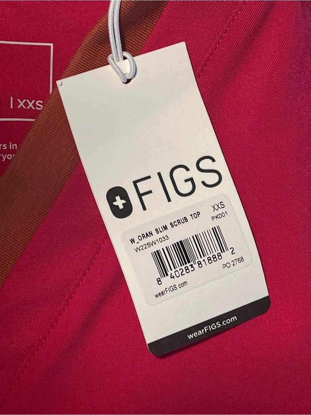 🩷🧡Figs Ultra Rose/ Terracotta Oran Slim top size XXS NWT - Picture 9 of 10
